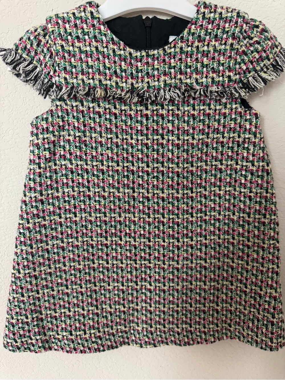 Luli & Me Girls Tweed Fringe Dress Size 12M Multicolor Boutique Holiday Dress
